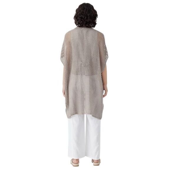 Eileen Fisher Open Stitch Longline Organic Linen Cardigan Sz XL - Picture 3 of 13
